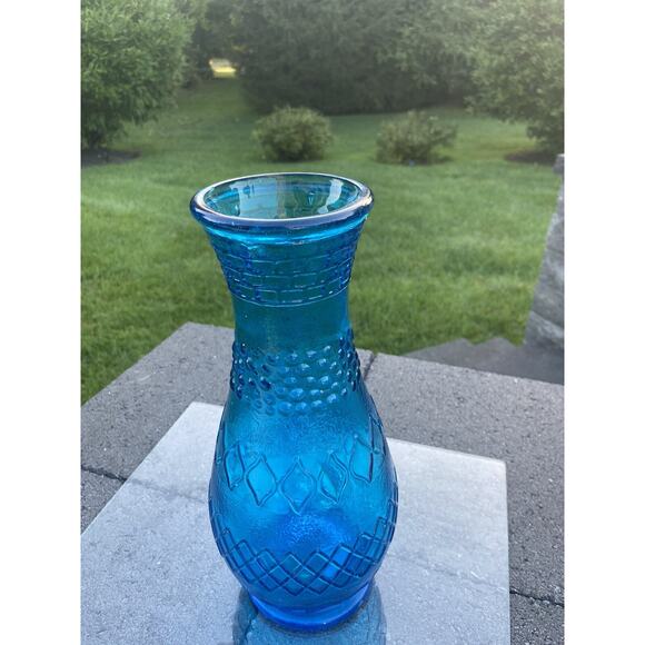 Vintage Vimax Aqua Blue Glass Vase Made In Italy 13” Tall With Original Sticker - Picture 3 of 10
